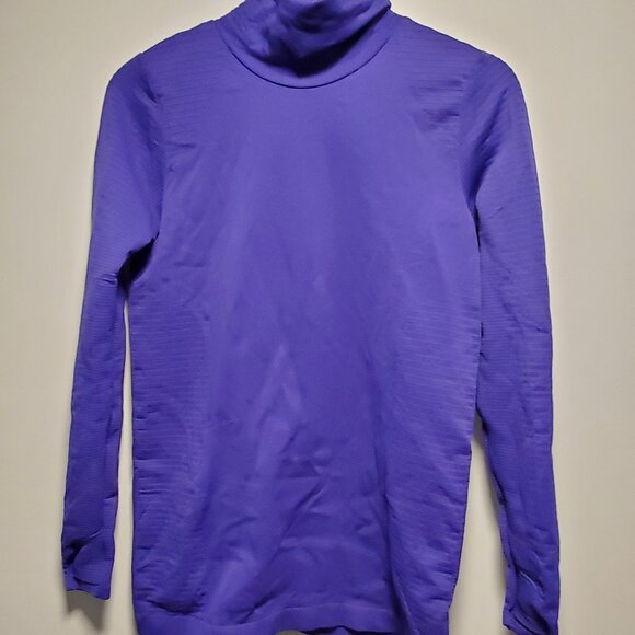 Athleta Flurry Blizzard Seamless Ribbed Turtleneck Noble Blue Medium - Picture 2 of 11